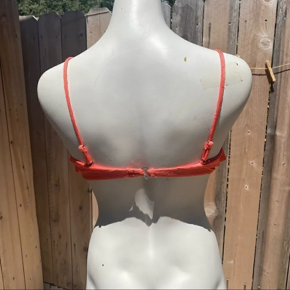 Lovers + Friends ruffle Anga bikini Top in Salmon size XS - Picture 7 of 8